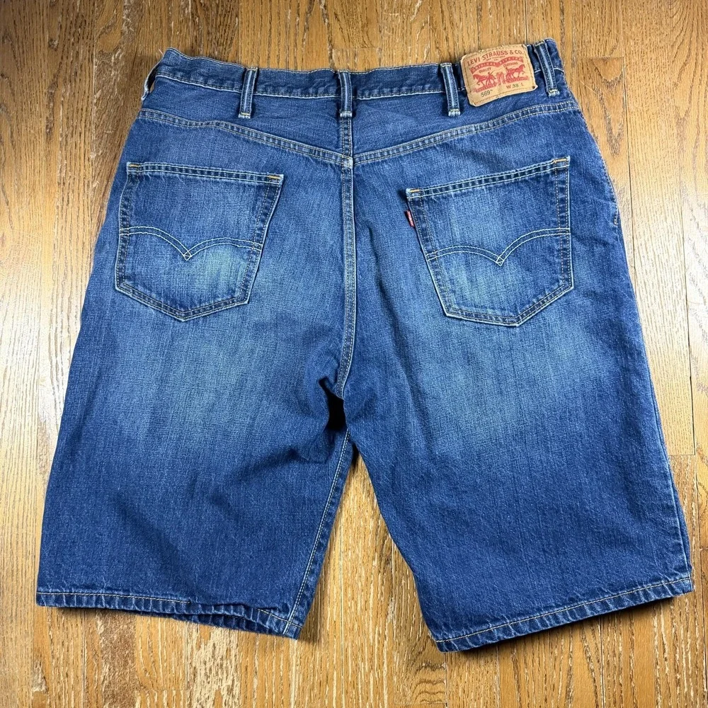 Levi's 569 Shorts Mens 38 Blue‎ Denim Jean Relaxed Fit Bermuda 5 Pocket Casual